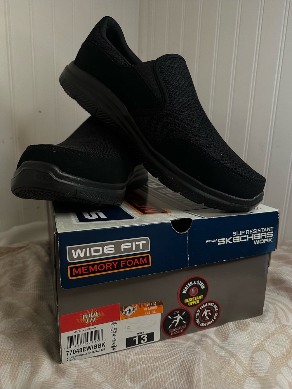 Skechers Work Memory Foam Wide Fit Black US 13 Men Like New - Picture 2 of 4